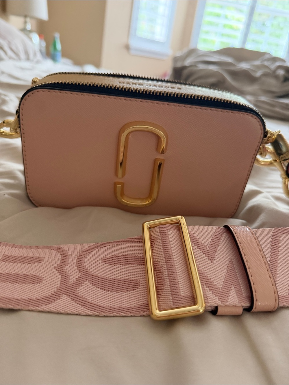 Marc Jacobs Blush Pink Camera Crossbody with Gold Hardware